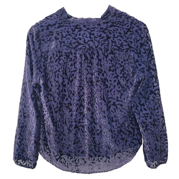 Alfani Velvet Sheer Draped Blouse Top Womens Size PM Purple Black Long Sleeve - Picture 2 of 11